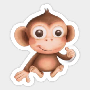 Cute Monkey Drawing Sticker